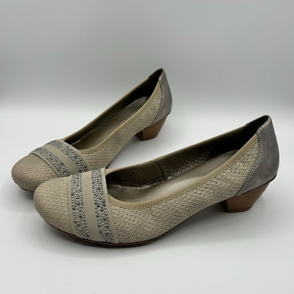 Rieker Shoes 42 US 11 Beige Pumps Heels Comfort Embellished